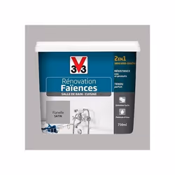 Peinture Flanelle Satin Rénovation Faïence V33 750mL Gris 0000000