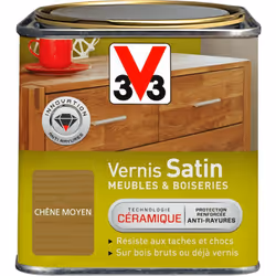 Le Vernis Meubles & Boiseries V33 protège vos bois bruts ou déjà vernis des taches et chocs du quotidien. Grâce à la technolo ...