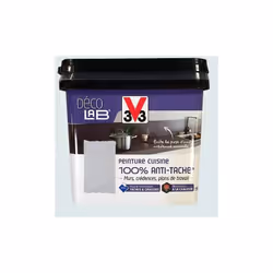 V33 Déco Lab Peinture Cuisine 100% anti-tâche est une peinture spécialement conçue pour s'appliquer sur murs, crédence et pla ...
