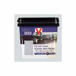 V33 Déco Lab Peinture Cuisine 100% anti-tâche est une peinture spécialement conçue pour s'appliquer sur murs, crédence et pla ...