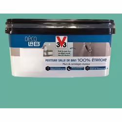 La gamme Déco LAB Peinture Salle de bain 100% Etanche de la marque V33 est une peinture d'aspect satin idéale pour décorer vo ...