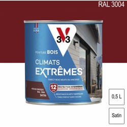 Peinture bois extérieur Climats Extrêmes RAL 3004 Rouge basque satin 0,5L V33