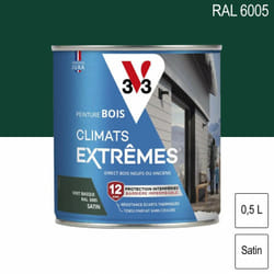 V33 - Peinture bois extérieur Climats Extrêmes ral 6005 Vert basque satin 0,5L