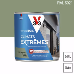 Description générale La Peinture Bois Climats Extrêmes® V33 est spécialement conçue pour résister aux conditions climatiques ...