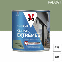 V33 - Peinture bois extérieur Climats Extrêmes ral 6021 Vert provence satin 0,5L