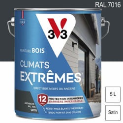 V33 - Peinture bois extérieur Climats Extrêmes ral 7016 Gris anthracite satin 5L