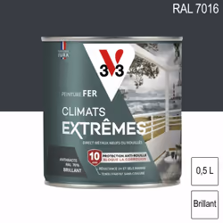 Peinture fer Climats Extrêmes brillant 0,5L V33 S’applique sur tous les métaux neufs ou anciens (volet, garde-corps, mobilier ...