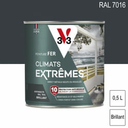 Peinture fer extérieur Climats extrêmes® V33 anthracite brillant 0.5 l