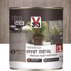 La Peinture Extérieure Effet Métal Préparation V33 Déco LAB Argent vieilli est un produit multi-supports qui, superposée au p ...
