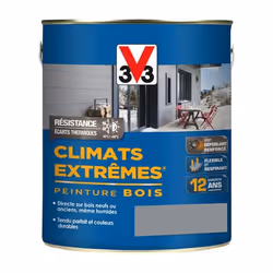 Peinture bois extérieur Climats Extrêmes RAL 7045 Gris galet satin 2L V33