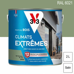 V33 - Peinture bois extérieur Climats Extrêmes ral 6021 Vert provence satin 2L