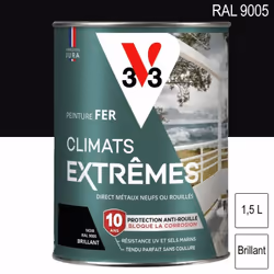 Peinture fer Climats Extrêmes brillant 1,5L V33 S’applique sur tous les métaux neufs ou anciens (volet, garde-corps, mobilier ...