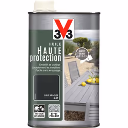 L'Huile Haute Protection opaque V33 embellit, rénove et protège durablement les mobiliers de jardins des UV, eau, taches et g ...
