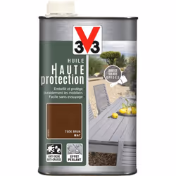 L'Huile Haute Protection opaque V33 embellit, rénove et protège durablement les mobiliers de jardins des UV, eau, taches et g ...