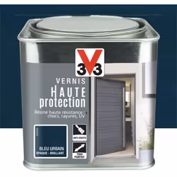 Le Vernis Haute protection V33 Bleu urbain Brillant est un vernis permettant d'embellir vos menuiseries extérieures grâce à s ...
