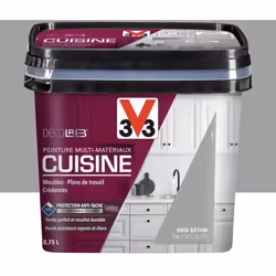 La peinture Multi-Matériaux Cuisine V33 Déco LAB Gris béton Mat Velouté est une peinture haute performance pour moderniser vo ...
