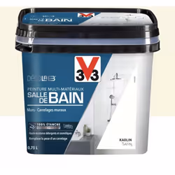 La Peinture Multi-matériaux Salle de bain 100% étanche V33 Déco LAB Kaolin est une peinture imperméable pour redonner vie a l ...