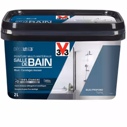 La Peinture Multi-matériaux Salle de bain 100% étanche V33 Déco LAB Bleu Profond est une peinture imperméable pour redonner v ...