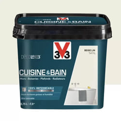 Peinture 100% imperméable Cuisine & bain V33 DécoLAB Beige lin 0,75 L