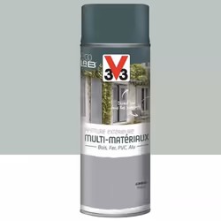 La Bombe de Peinture aérosol V33 Déco LAB Extérieure Multi-Matériaux Aluminium Métallisé est une peinture extérieure multi-su ...