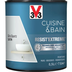 Peinture multi-supports monocouche Cuisine & Bain Resist'Extrême® V33 Gris Quartz satin 0,5L