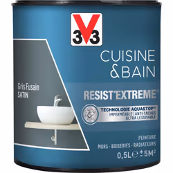 Cuisine & Bain Resist'Extrême® est une peinture satin très couvrante multi-supports à destination des pièces humides. Elle ga ...