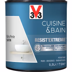 Cuisine & Bain Resist'Extrême® est une peinture satin très couvrante multi-supports à destination des pièces humides. Elle ga ...
