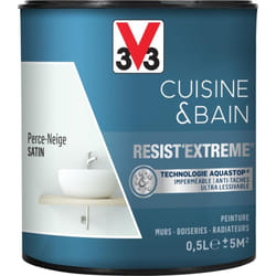 Peinture multi-supports monocouche Cuisine & Bain Resist'Extrême® V33 Perce Neige satin 0,5L