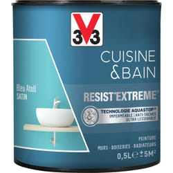 Peinture multi-supports monocouche Cuisine & Bain Resist'Extrême® V33 Bleu Atoll satin 0,5L