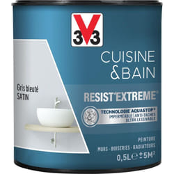 Peinture multi-supports monocouche Cuisine & Bain Resist'Extrême® V33 Gris bleuté satin 0,5L