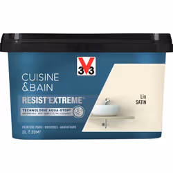 Cuisine & Bain Resist'Extrême® est une peinture satin très couvrante multi-supports à destination des pièces humides. Elle ga ...