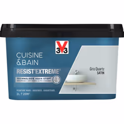 Cuisine & Bain Resist'Extrême® est une peinture satin très couvrante multi-supports à destination des pièces humides. Elle ga ...