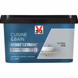 Cuisine & Bain Resist'Extrême® est une peinture satin très couvrante multi-supports à destination des pièces humides. Elle ga ...