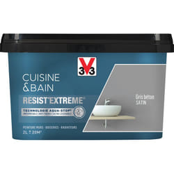 Peinture multi-supports monocouche Cuisine & Bain Resist'Extrême® V33 Gris Béton satin 2L