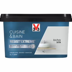 Cuisine & Bain Resist'Extrême® est une peinture satin très couvrante multi-supports à destination des pièces humides. Elle ga ...