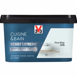 Cuisine & Bain Resist'Extrême® est une peinture satin très couvrante multi-supports à destination des pièces humides. Elle ga ...