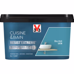 Cuisine & Bain Resist'Extrême® est une peinture satin très couvrante multi-supports à destination des pièces humides. Elle ga ...