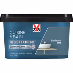 Cuisine & Bain Resist'Extrême® est une peinture satin très couvrante multi-supports à destination des pièces humides. Elle ga ...