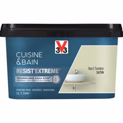 Cuisine & Bain Resist'Extrême® est une peinture satin très couvrante multi-supports à destination des pièces humides. Elle ga ...