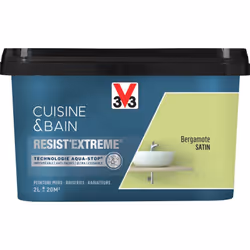 Cuisine & Bain Resist'Extrême® est une peinture satin très couvrante multi-supports à destination des pièces humides. Elle ga ...