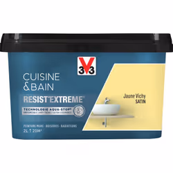 Cuisine & Bain Resist'Extrême® est une peinture satin très couvrante multi-supports à destination des pièces humides. Elle ga ...