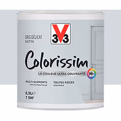 La Peinture Multi-supports V33 Colorissim Satin Gris délicat est une peinture d'intérieur acrylique ultra-couvrante, Facile à ...