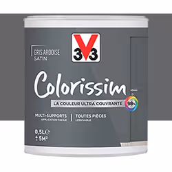 La Peinture Multi-supports V33 Colorissim Satin Gris ardoise est une peinture d'intérieur acrylique ultra-couvrante, Facile à ...