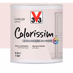La Peinture Multi-supports V33 Colorissim Satin Chamallow est une peinture d'intérieur acrylique ultra-couvrante, Facile à ap ...