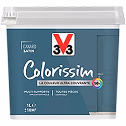 La Peinture Multi-supports V33 Colorissim Satin Canard est une peinture d'intérieur acrylique ultra-couvrante, Facile à appli ...