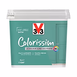 Peinture Multi-supports V33 Colorissim Satin Vert jungle 1 L
