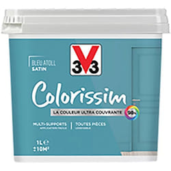Peinture Multi-supports V33 Colorissim Satin Bleu atoll 1 l