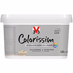 La Peinture Multi-supports V33 Colorissim Satin Brume est une peinture d'intérieur acrylique ultra-couvrante, Facile à appliq ...