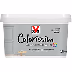 La Peinture Multi-supports V33 Colorissim Satin Gris galet est une peinture d'intérieur acrylique ultra-couvrante, Facile à a ...