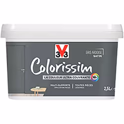 La Peinture Multi-supports V33 Colorissim Satin Gris ardoise est une peinture d'intérieur acrylique ultra-couvrante, Facile à ...